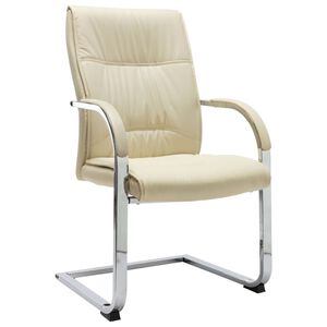 vidaXL Cadeira de escrit&oacute;rio cantilever em couro artificial creme