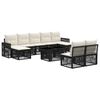 vidaXL Conjunto de Sof&aacute; de Jardim 10 unid. Preto e Branco Creme
