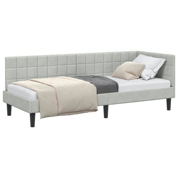 vidaXL Estrutura de Cama de Canto Cinzento-claro 80 x 200 cm Veludo