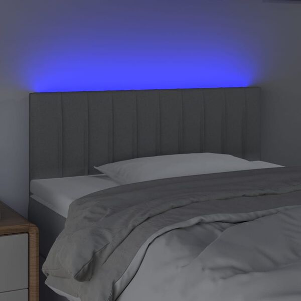 vidaXL Cabeceira de cama c/ luzes LED tecido 80x5x78/88 cm cinza-claro