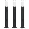 vidaXL Conjunto de 3 postes de ilumina&ccedil;&atilde;o com sensor e tomada, 80 cm, pretos, IP44