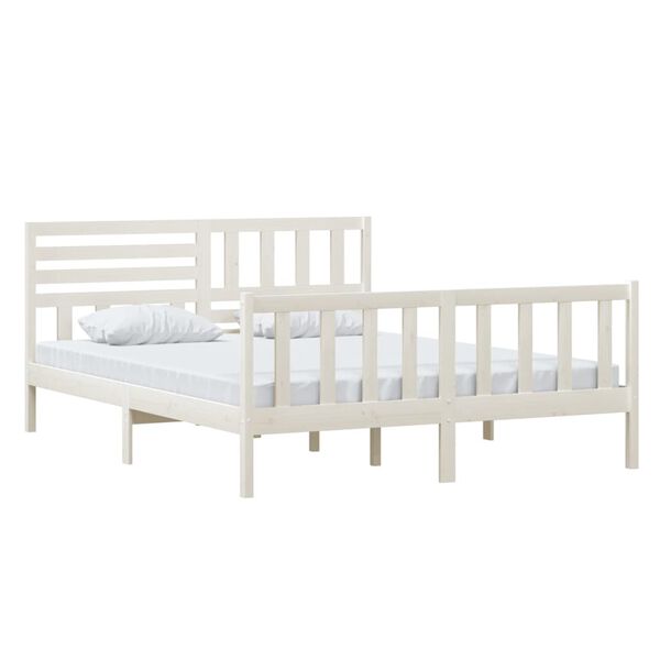 vidaXL Estrutura de cama 160x200 cm madeira maciça branco
