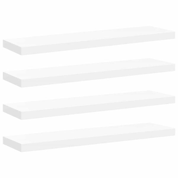 vidaXL Prateleiras parede suspensas 4 pcs 90x23,5x3,8cm MDF branco