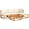 vidaXL Conjunto de sof&aacute;s de jardim vidaXL de 5 pe&ccedil;as com almofadas de madeira de ac&aacute;cia e vime