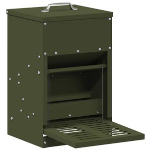 vidaXL Comedouro de Pedal para Frango Verde Oliva 25 x 42 x 40 cm