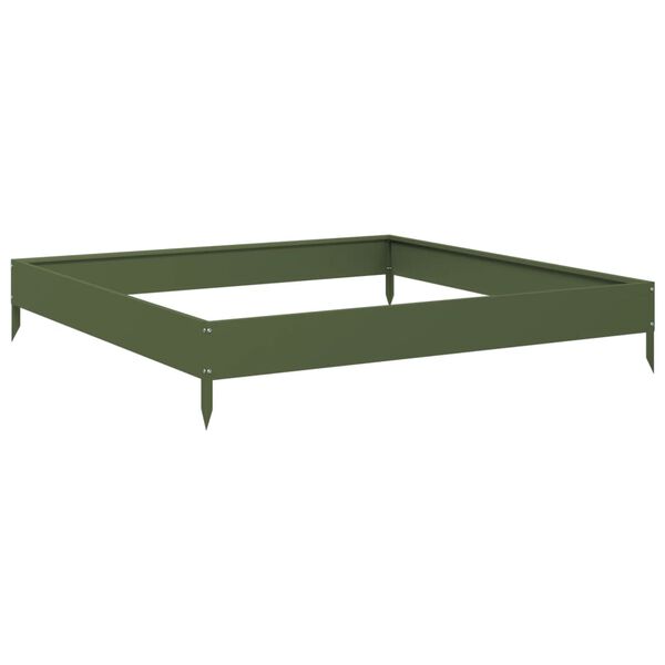 vidaXL Canteiro elevado de jardim 100x100x18,5 cm aço verde azeitona