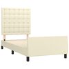vidaXL Estrutura de cama c/ cabeceira couro artificial 80x200 cm creme