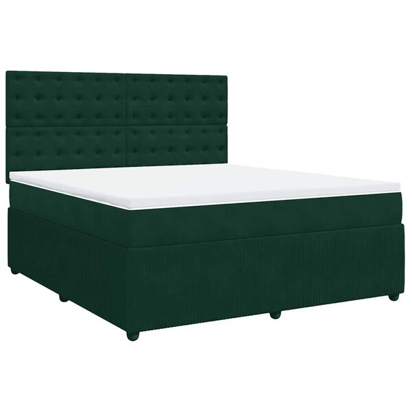 vidaXL Cama com molas/colch&atilde;o 180x200 cm veludo verde-escuro