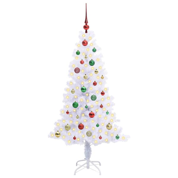 vidaXL &Aacute;rvore de Natal Artificial com 150 LEDs Branco 150 cm PVC e A&ccedil;o