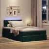 vidaXL Cama otomana com colch&atilde;o & LEDs 120x190cm veludo verde-escuro