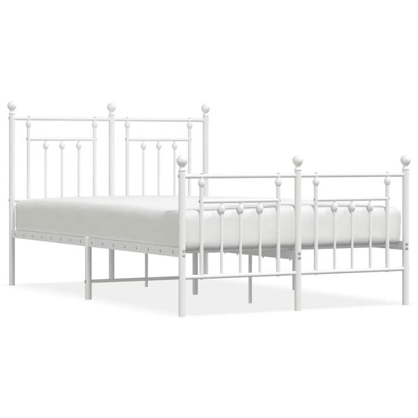 vidaXL Estrutura de cama com cabeceira e p&eacute;s 120x190 cm metal branco