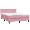vidaXL Cama box spring c/ colch&atilde;o e LED 160x210 cm veludo rosa