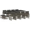 vidaXL 13 pcs conjunto jantar p/ jardim c/ almofad&otilde;es vime PE cinzento