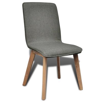 vidaXL Cadeiras jantar 2 pcs tecido cinzento-claro e carvalho maciço