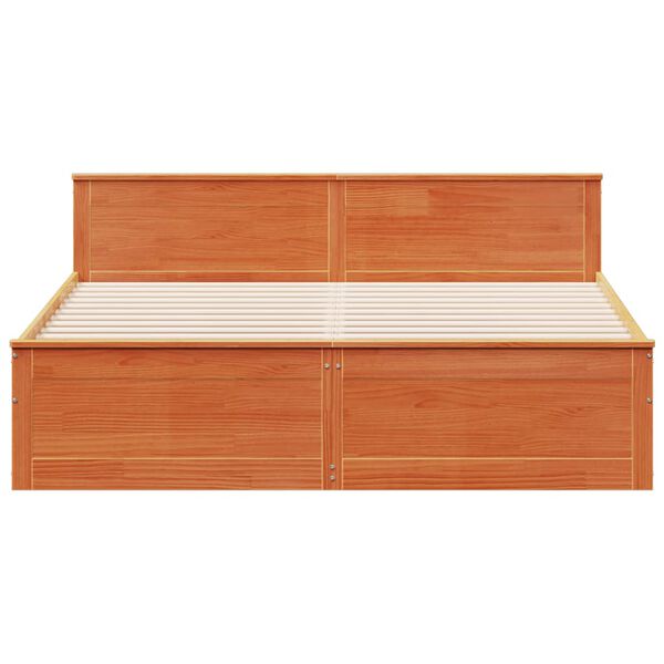 vidaXL Cama sem colch&atilde;o c/ cabeceira madeira pinho maci&ccedil;a castanho-mel