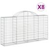 vidaXL Cestos gabi&atilde;o arqueados 8pcs 200x30x100/120cm ferro galvanizado