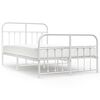 vidaXL Estrutura de cama com cabeceira e p&eacute;s 120x200 cm metal branco