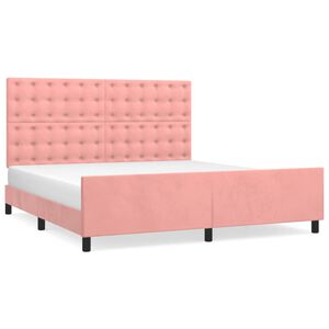 vidaXL Estrutura de cama c/ cabeceira 160x200 cm veludo rosa