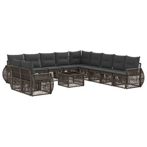 vidaXL Conjunto de Sof&aacute; de Jardim 12 pcs Cinza e Cinza Escuro vime PE