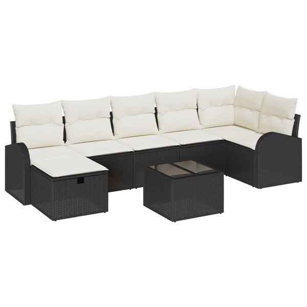 vidaXL Conjunto de Sof&aacute; de Jardim 8 pcs Preto Rattan Sint&eacute;tico