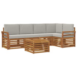 vidaXL Conjunto de Sof&aacute; Sectional 6 pcs Cinza Natural e Claro