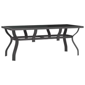 vidaXL Mesa de jardim 180x80x70 cm a&ccedil;o e vidro cinza/preto