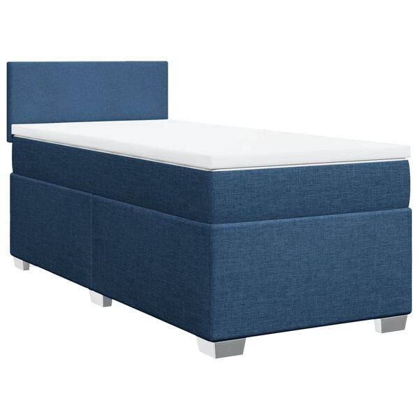 vidaXL Cama com molas/colch&atilde;o 90x190 cm tecido azul