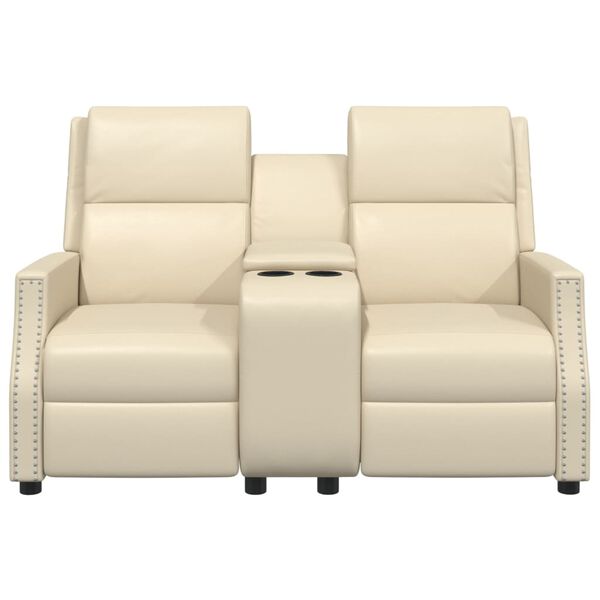 vidaXL Poltrona massagens 2 lug. reclinável couro artificial creme
