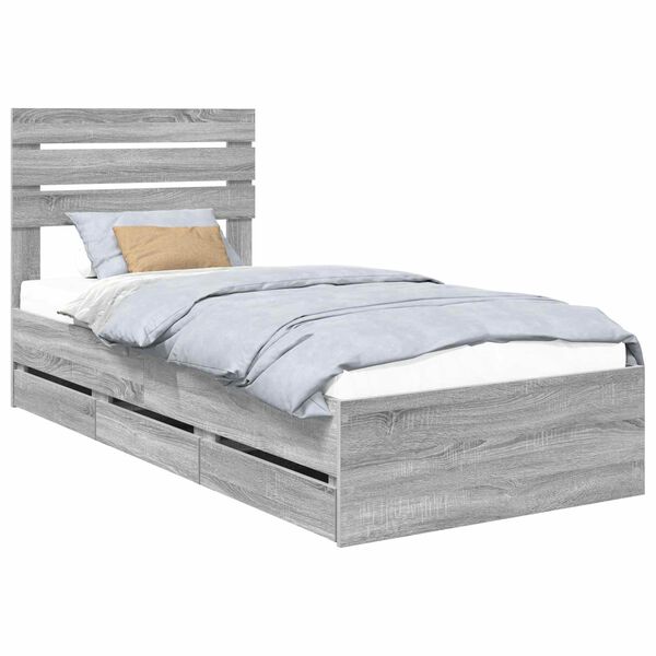 vidaXL Estrutura da Cama com gaveta Cinza Sonoma 90 x 200 cm