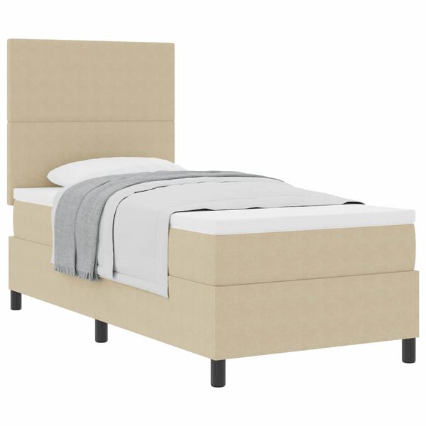 vidaXL Cama Box com cabeceira Cinza Claro e Branco 100 x 200 cm