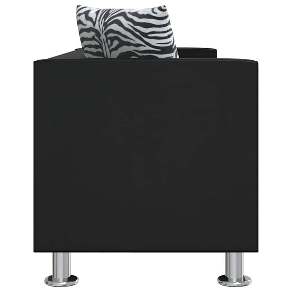 vidaXL Sof&aacute; de 3 lugares couro artificial preto