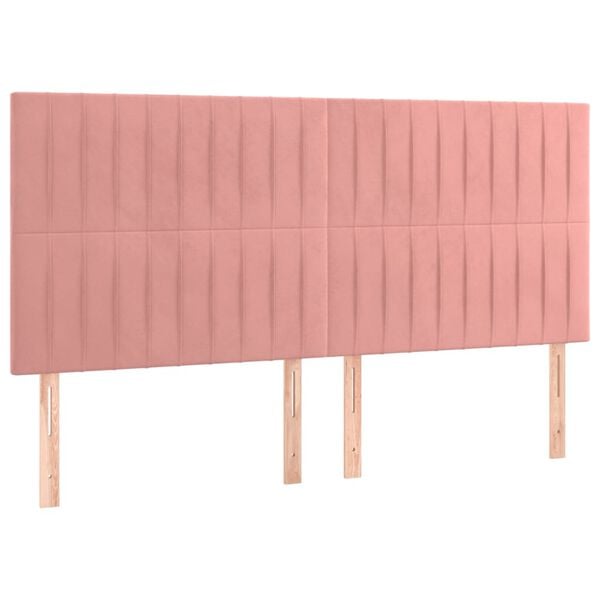 vidaXL Cabeceira Rosa 200x5x118/128 cm Veludo