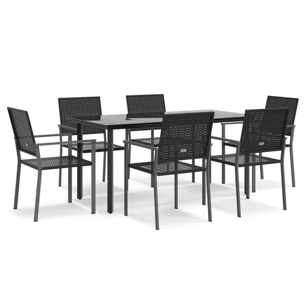 vidaXL 7 pcs conjunto de jantar p/ jardim vime PE e a&ccedil;o