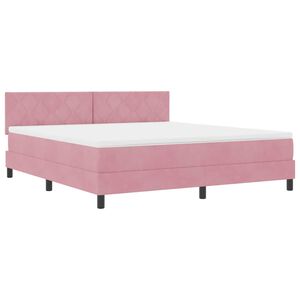 vidaXL Cama Box Spring LED com colch&atilde;o Rosa 180 x 200 cm Veludo