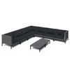 vidaXL 8 pcs conj. lounge jardim c/ almofad&otilde;es vime PE cinzento-escuro