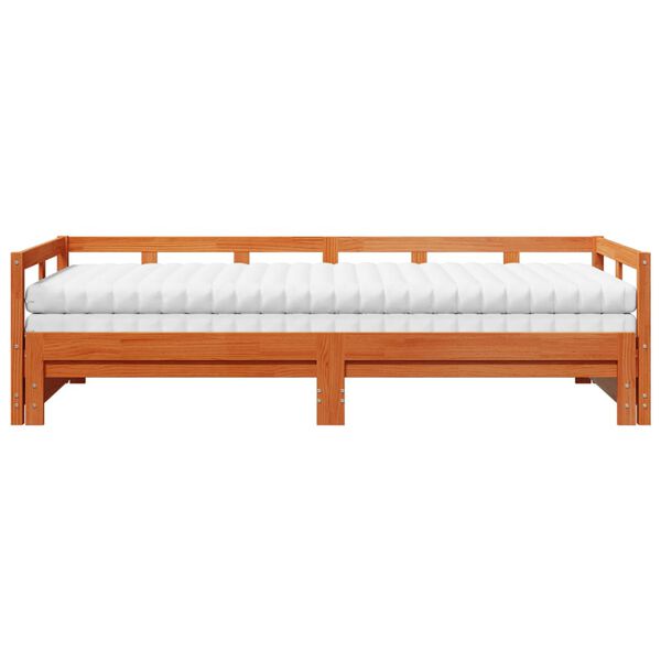 vidaXL Sof&aacute;-cama com gavet&atilde;o e colch&otilde;es 90x190 cm pinho castanho-mel