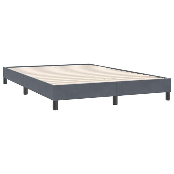 vidaXL Cama com molas sem colch&atilde;o 140x220 cm veludo cinzento-escuro