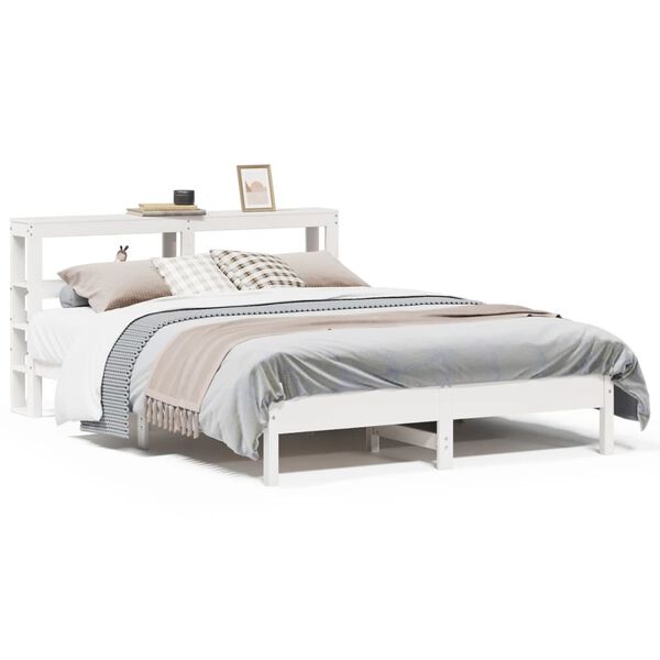 vidaXL Cama sem colch&atilde;o 150x200 cm madeira de pinho maci&ccedil;a branco