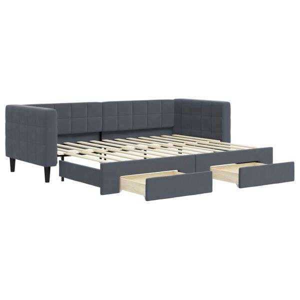 vidaXL Sofá-cama c/ gavetão e gavetas 80x200 cm veludo cinzento-escuro