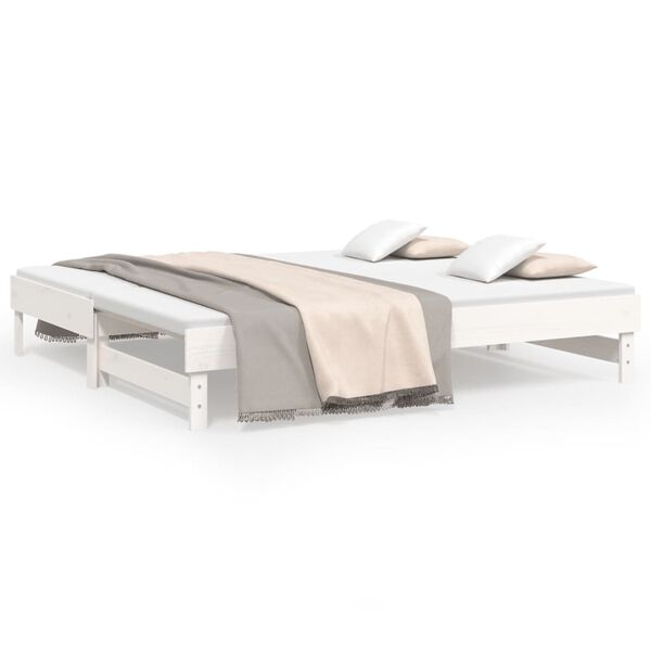 vidaXL Estrutura sofá-cama de puxar 2x(90x190) cm pinho maciço branco