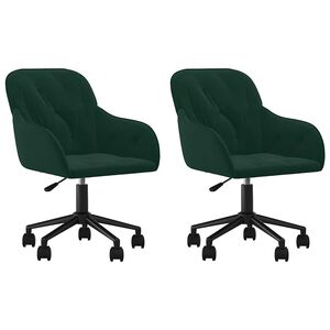 vidaXL Cadeiras de jantar giratorias 2 pcs veludo verde-escuro