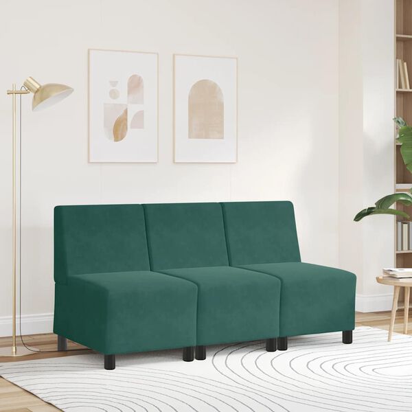 vidaXL Poltrona sem bra&ccedil;os 55 cm veludo verde-escuro