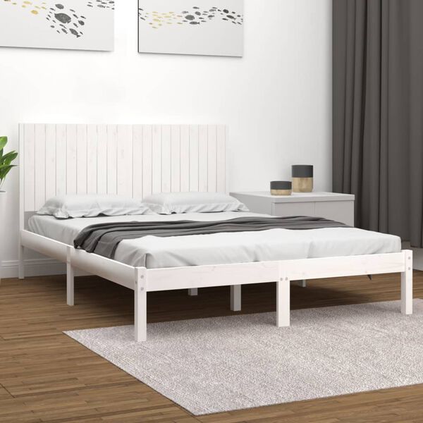 vidaXL Cama sem colch&atilde;o 200x200 cm madeira de pinho maci&ccedil;a branco