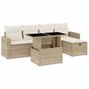 vidaXL 6 pcs conjunto de sof&aacute;s p/ jardim com almofad&otilde;es vime PE bege