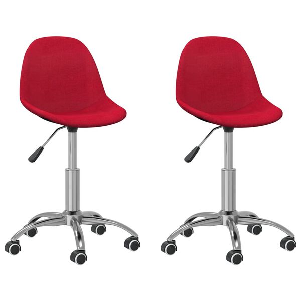 vidaXL Cadeiras de jantar girat&oacute;rias 2 pcs tecido vermelho tinto