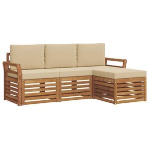vidaXL Conjunto de Sof&aacute;s para Exterior 4 pcs Natural e Bege