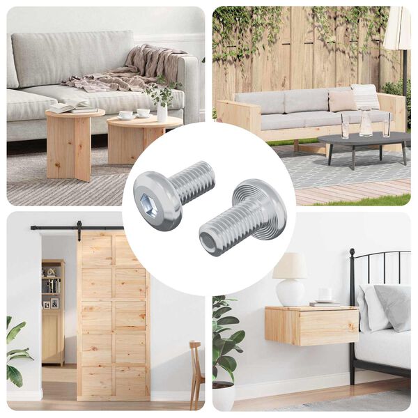 vidaXL Parafuso de Trava Liso 2 pcs Prateado M6 x 12 mm A&ccedil;o