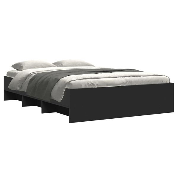 vidaXL Estrutura de cama 135x190 cm derivados de madeira preto