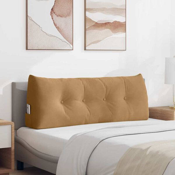 vidaXL Travesseiro para Costas Castanho 120 x 24 x 50 cm Veludo