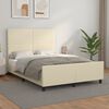 vidaXL Estrutura de cama c/ cabeceira couro artificial 140x200cm creme